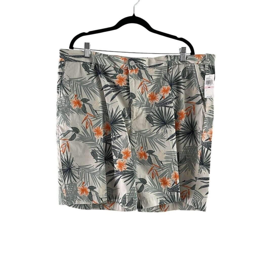 Izod Saltwater Men 40 Silver Birch Botanical Print 9.5 Inseam Classic Short NWT